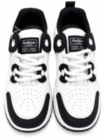 Women's White-Black Chunky Sneakers - Image 2