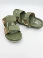 Women's Double-Strap Gold-Buckle Chappal - Image 2