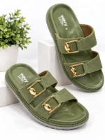 Women's Double-Strap Gold-Buckle Chappal - Image 4