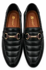 Men's Quilted Vamp Bar-Ornament Loafers - Image 3