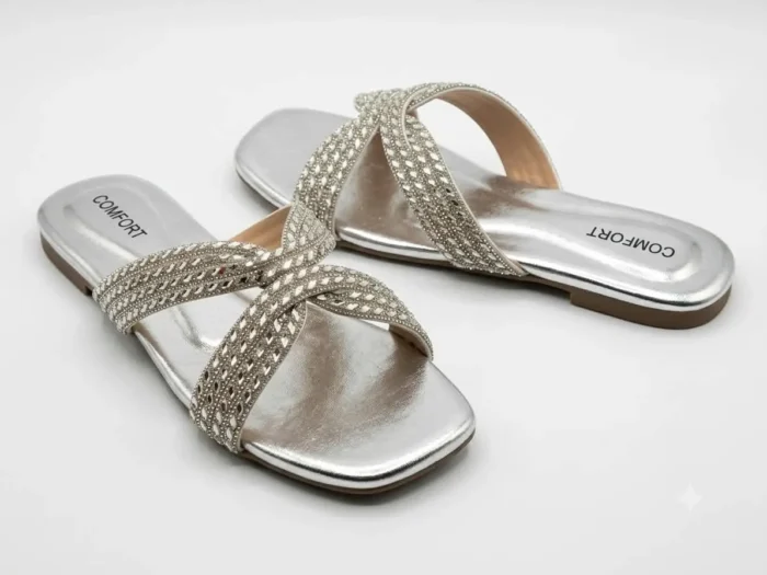 Click Crystal Fast Women’s Crystal Cross-Strap Sandals – comforthub.pk